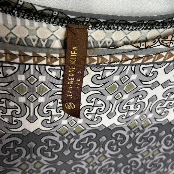 Jean Pierre klifa Paris Dress size MED,grey aztec MADE  USA 3/4 sleeve, Aztec - Picture 7 of 12
